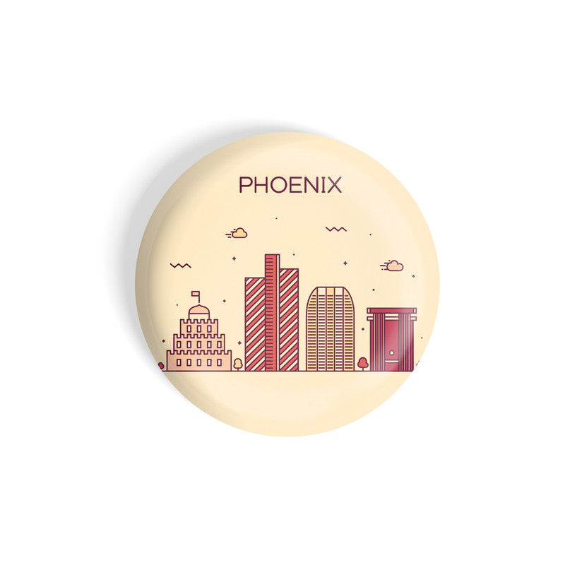 dhcrafts Round Fridge Magnet Brown Color Phoenix Glossy Finish Design Pack of 1 (58 mm)
